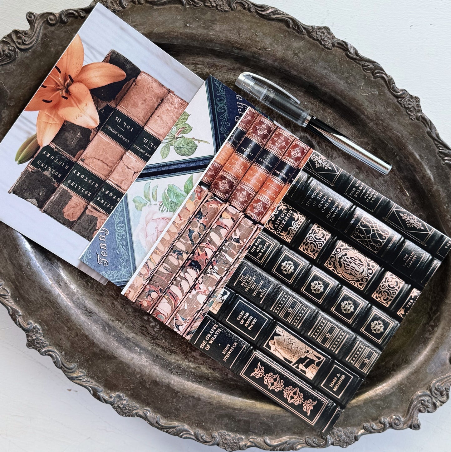 Pretty Old Books Folded Note Cards, Large 5 x 7