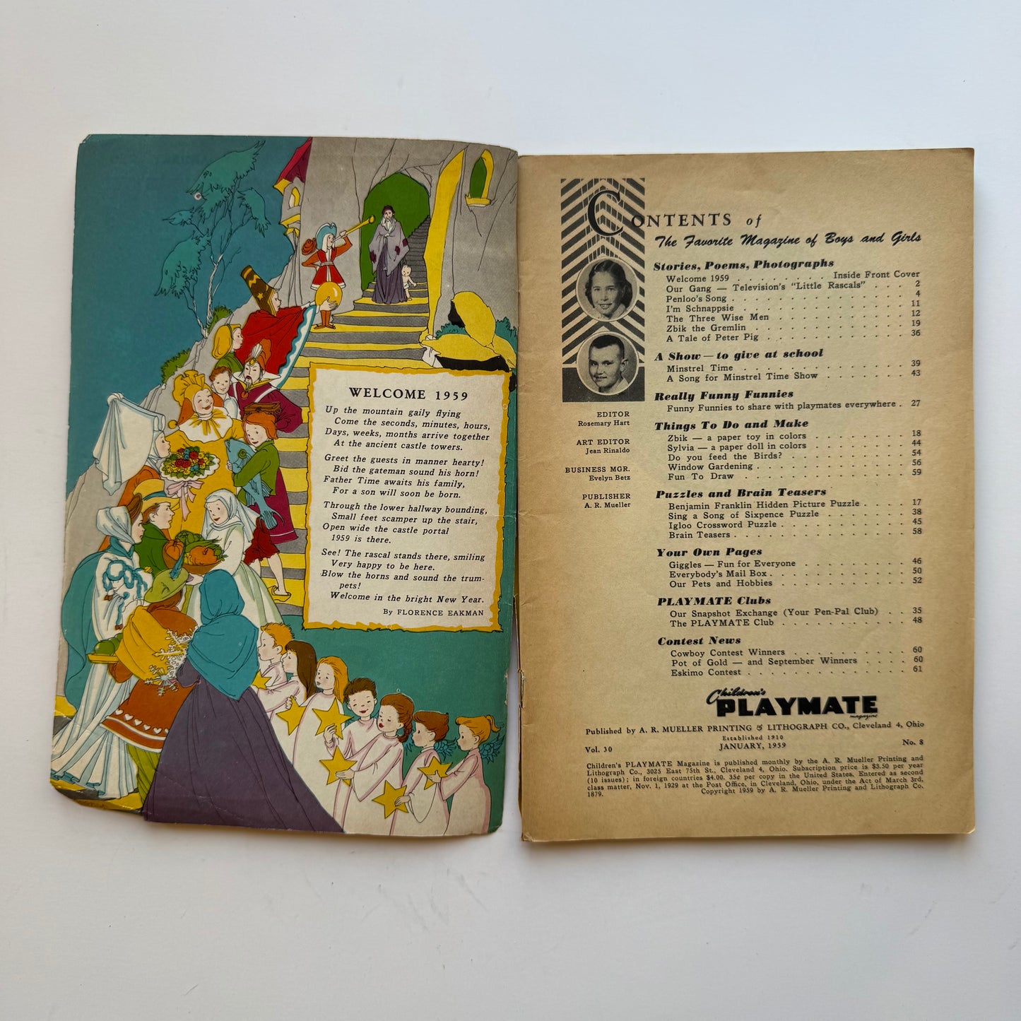 Children's Play Mate Magazine January 1959, Activities and Stories