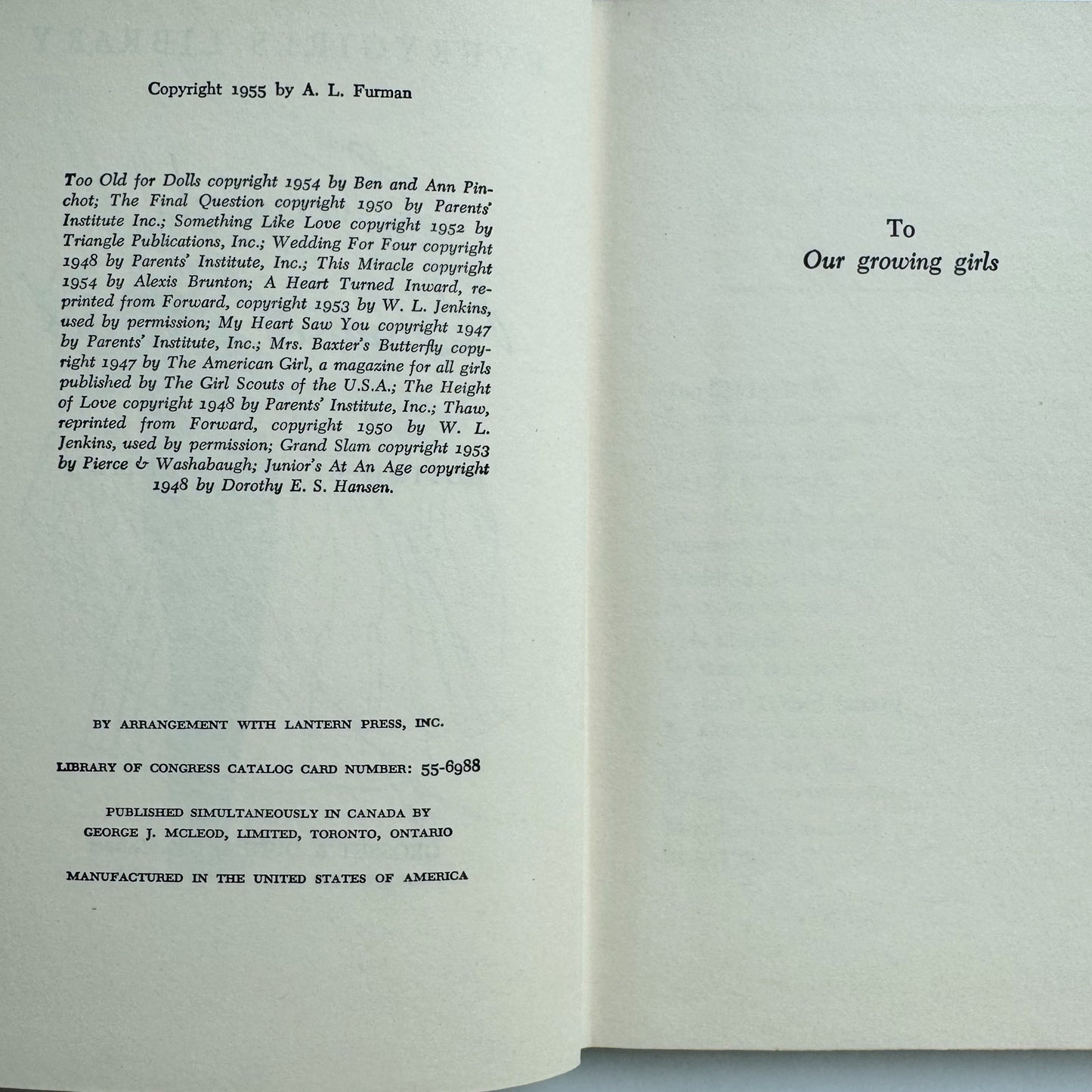 Everygirls Romance Stories, 1955 YA Romance Hardcover