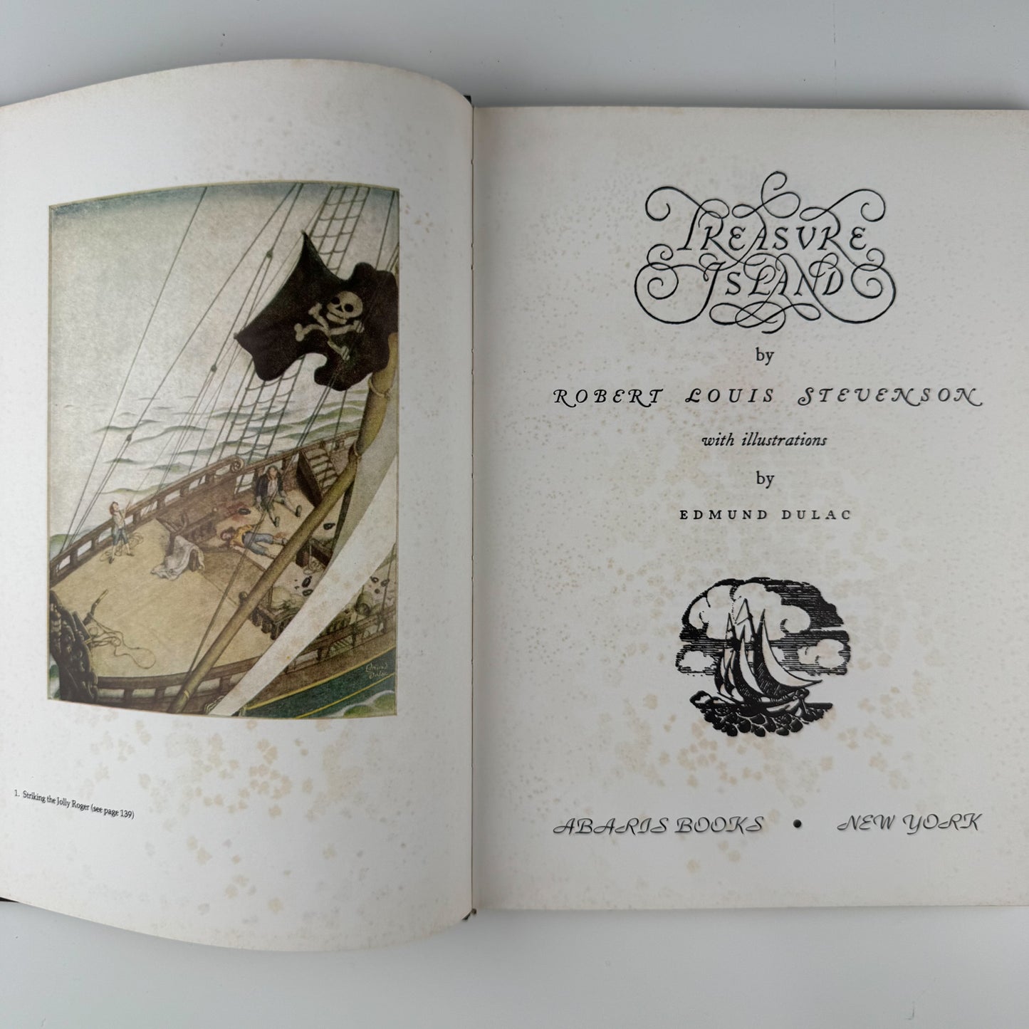 Treasure Island, Robert Louis Stevenson, Edmund Dulac Illustrations, Oversized Abaris Hardcover 1979