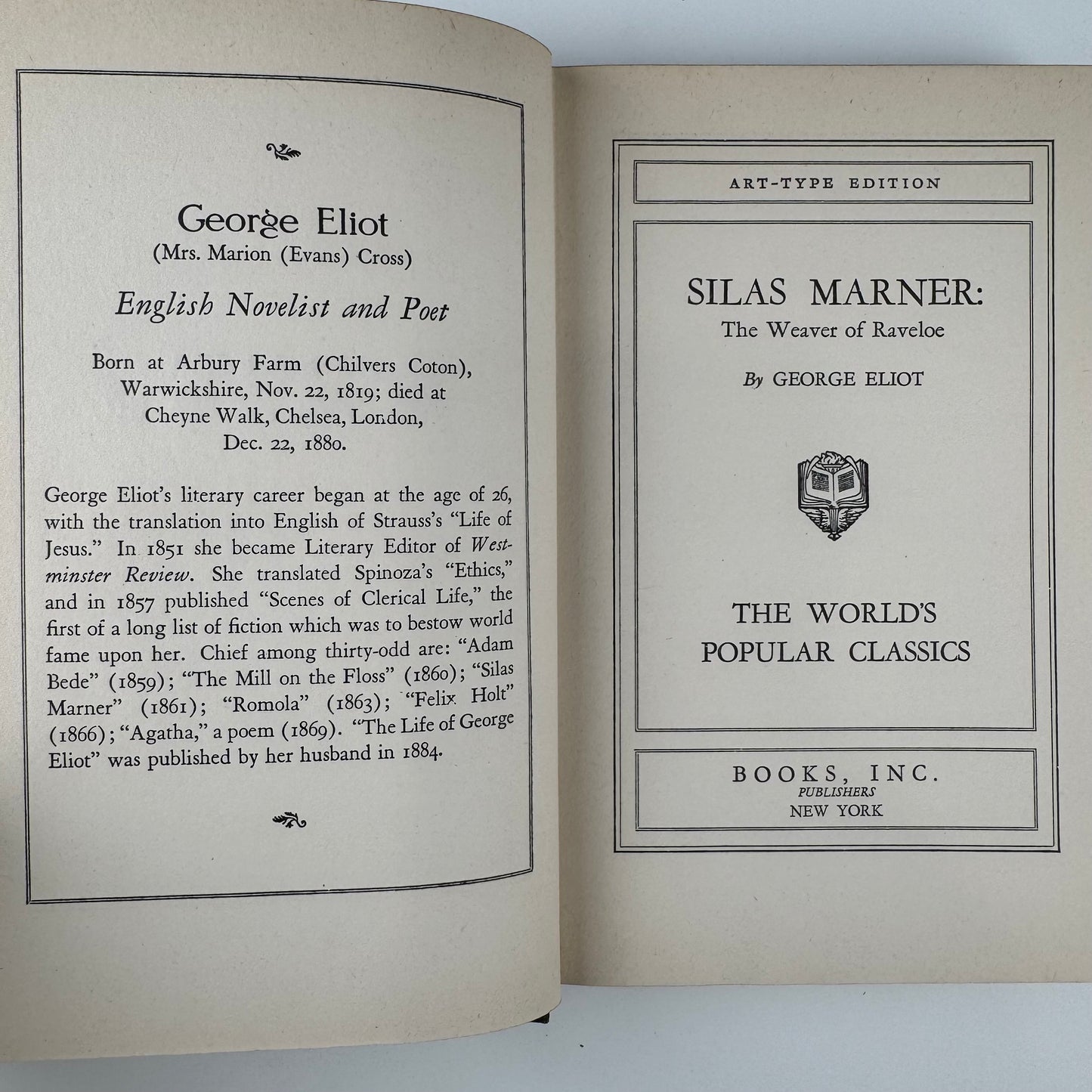 Silas Marner, George Eliot, Art-Type Edition, Hardcover Tan and Brown