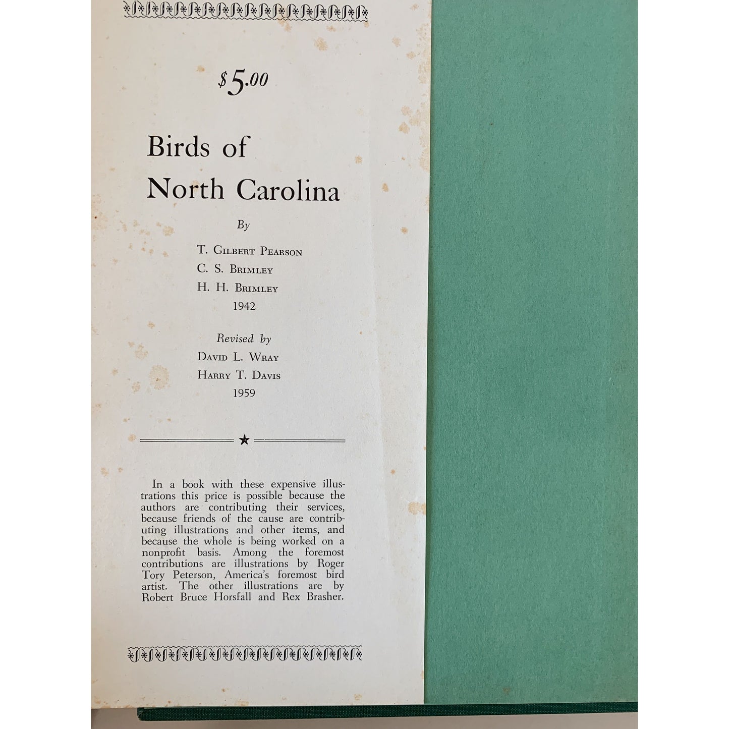 Birds of North Carolina, Hardcover, 1959, Peterson, Rex Brasher
