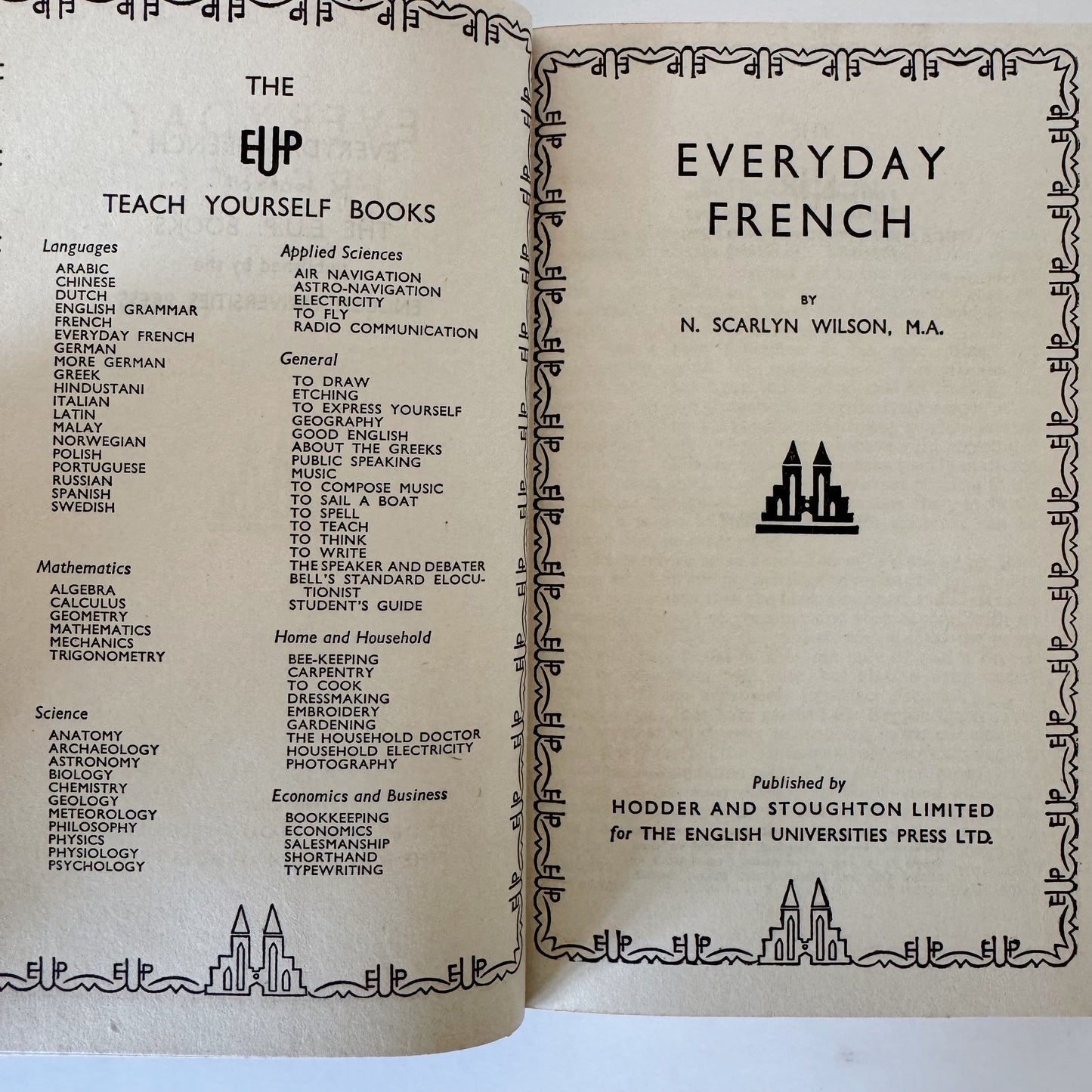 Everyday French, The Teach Yourself Books, 1947 Hardcover