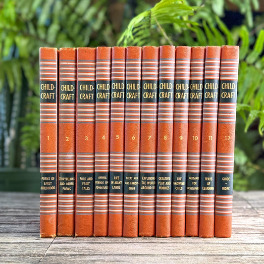 1949 Childcraft Set, Complete Childcraft How and Why Library Set, Orange Children's Books - Pretty Old Books