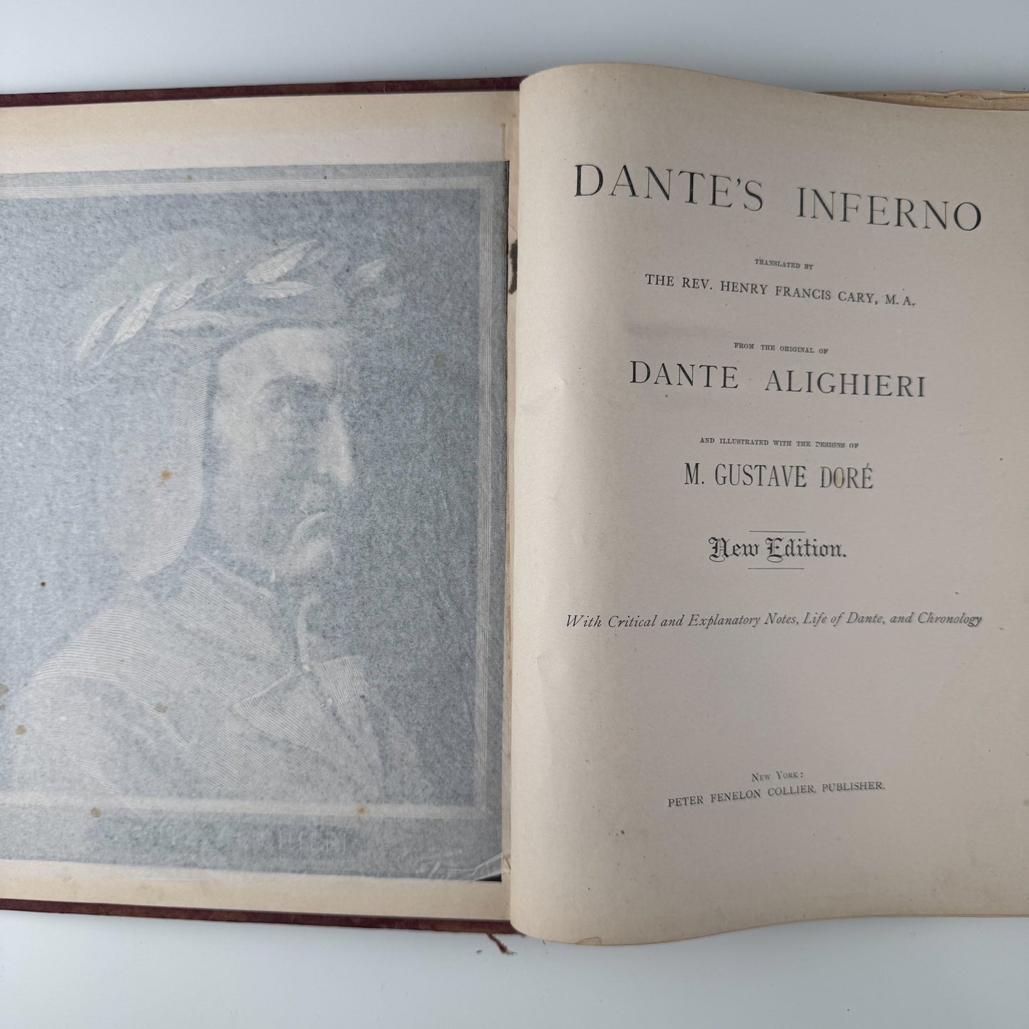 Dante's Inferno, 1892 Illustrated Oversized Hardcover, Gustave Dore, Translated by Cary