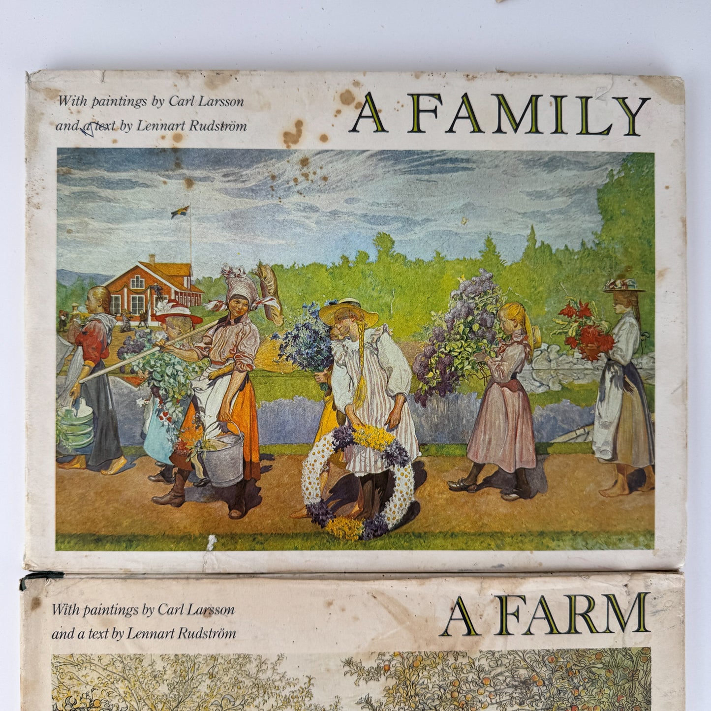 Set of 2 Carl Larrson Books: A Family and A Farm, Lennart Rudstrom, Vintage Hardcover