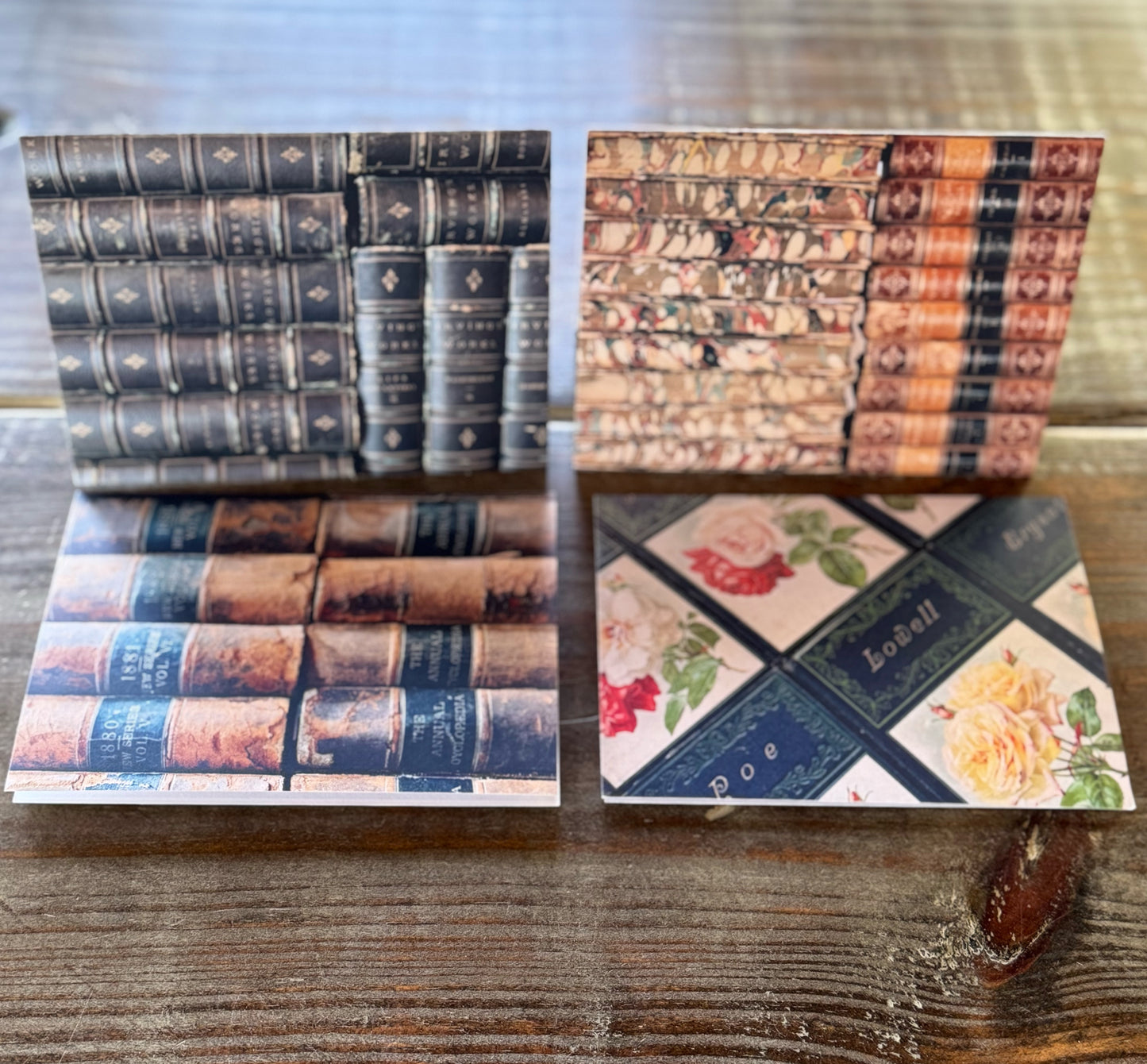 Pretty Old Books Folded Note Cards, 4 x 6 Cards with Envelopes