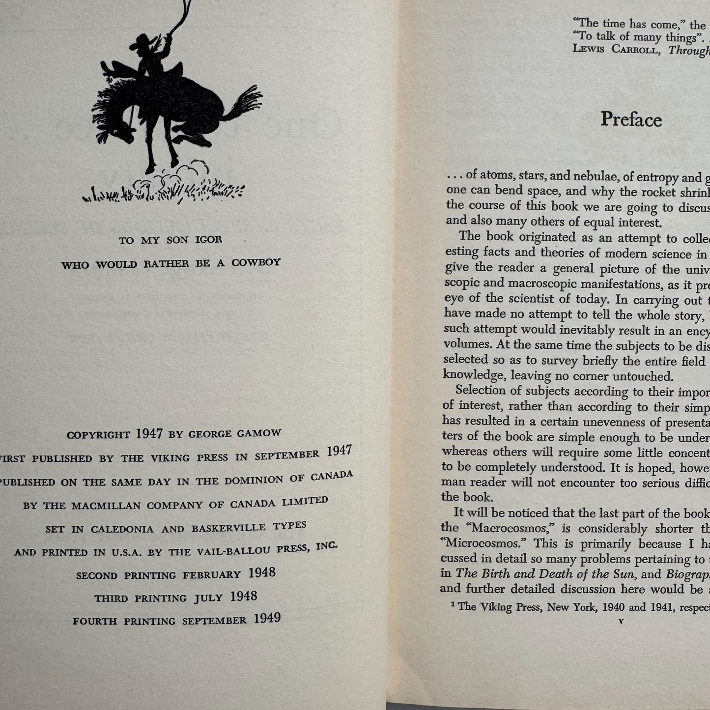 One Two Three...Infinity, George Gamow, Facts and Speculations of Science, Hardcover 4th Printing, 1949