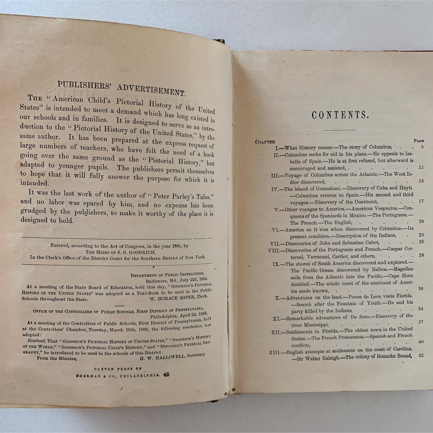 The American Child's Pictorial History of the United States, 1865 School Book