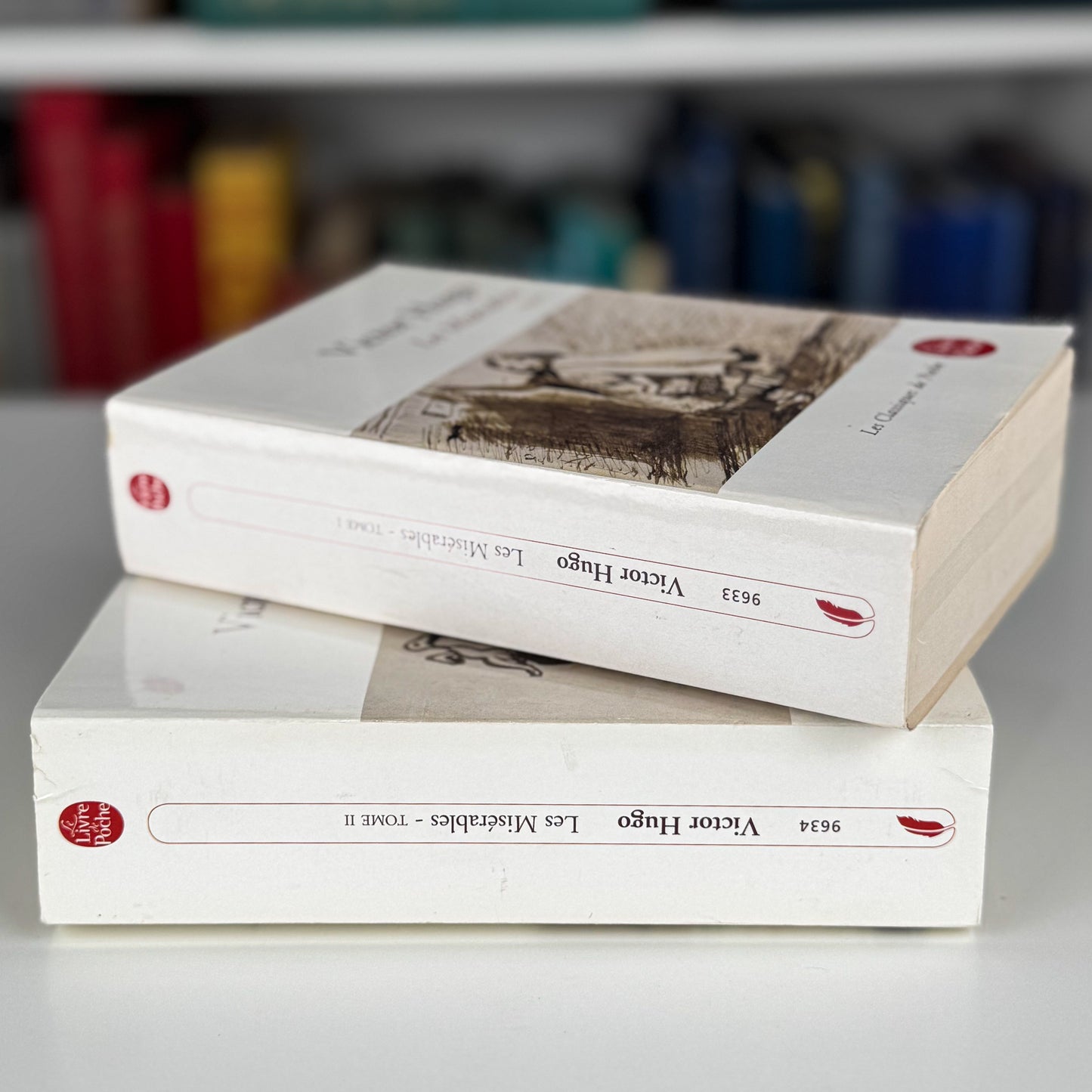 Les Miserables, Victor Hugo, Two-Volume French Paperback Set, White, Le Livre de Poche,1998