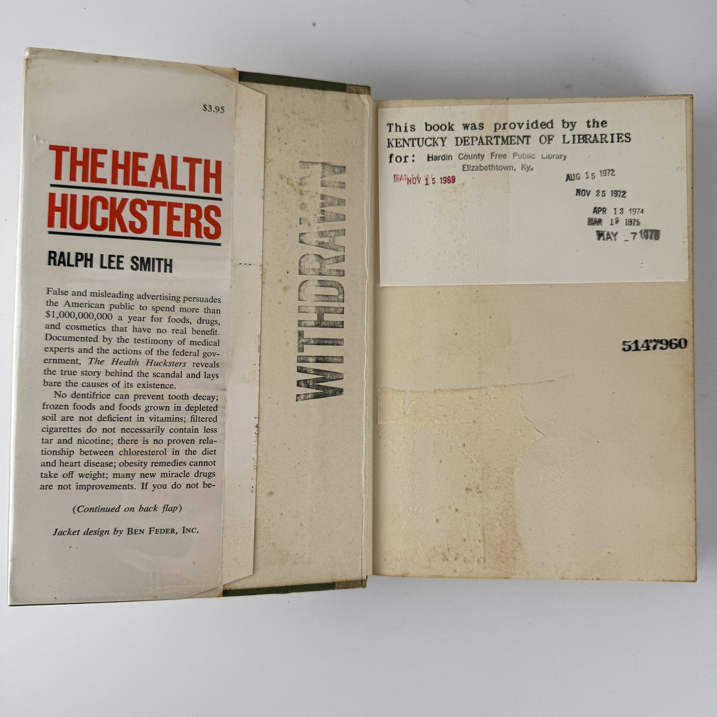 The Health Hucksters, Ralph Lee Smith, Vintage 1960 Hardcover with DJ