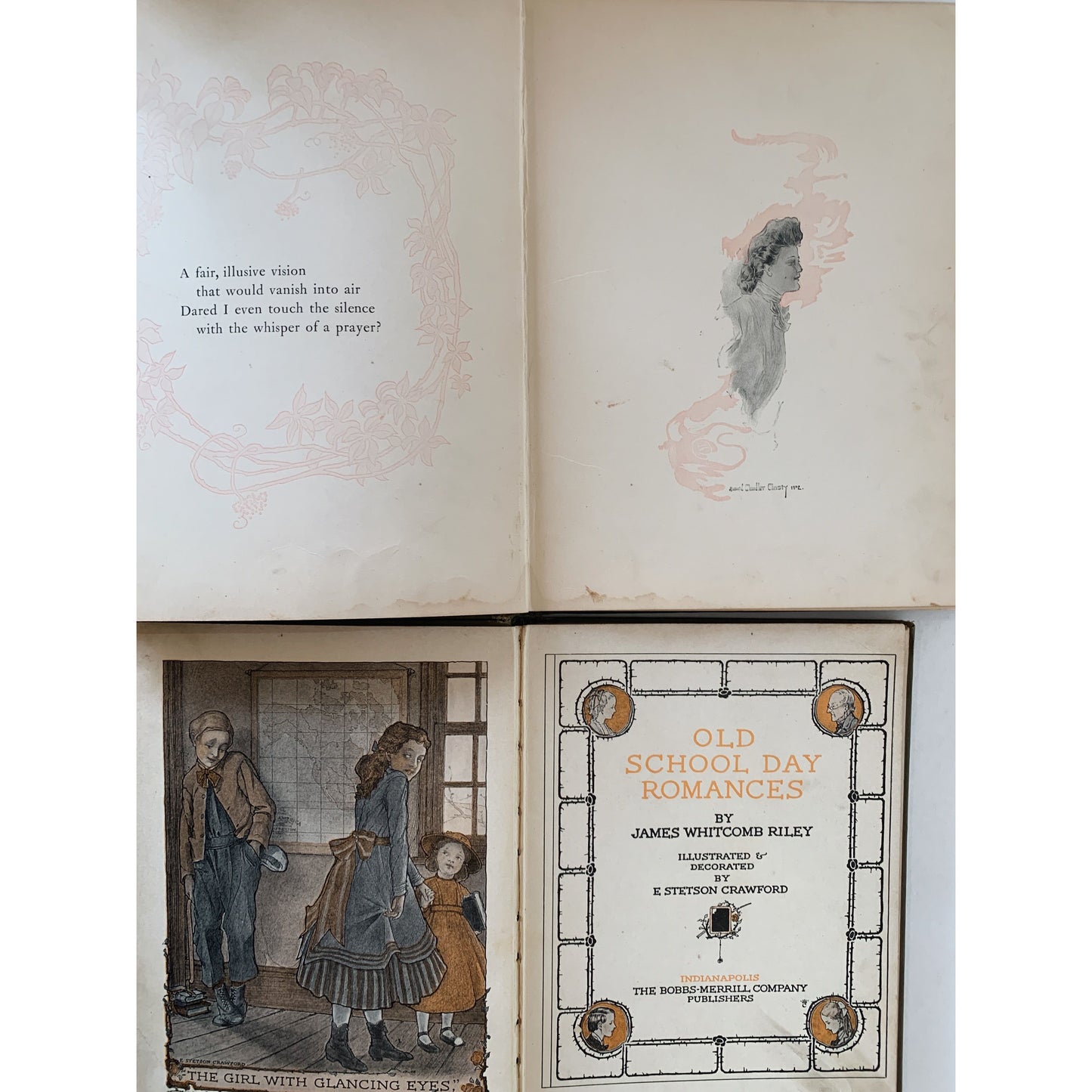 James Whitcomb Riley Ornate Book Bundle, 1909 Hardcover Illustrated