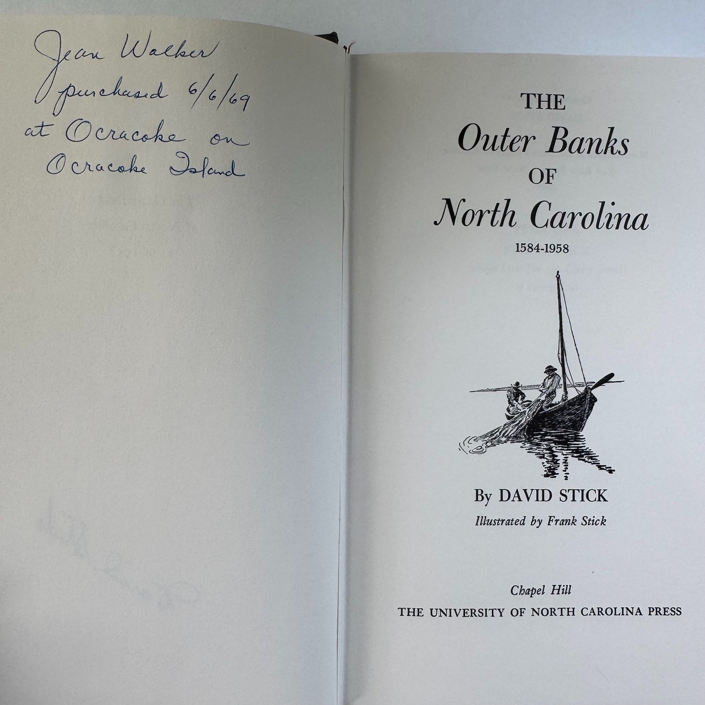 The Outer Banks of North Carolina, David Stick, 1958, SIGNED Hardcover