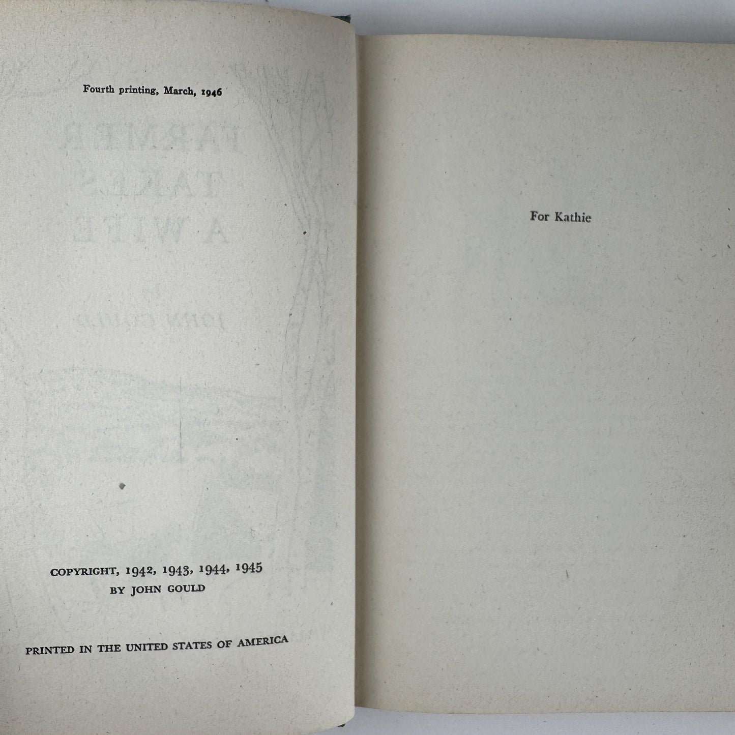 Farmer Takes A Wife, John Gould, 1946 Fourth Printing, Hardcover with DJ