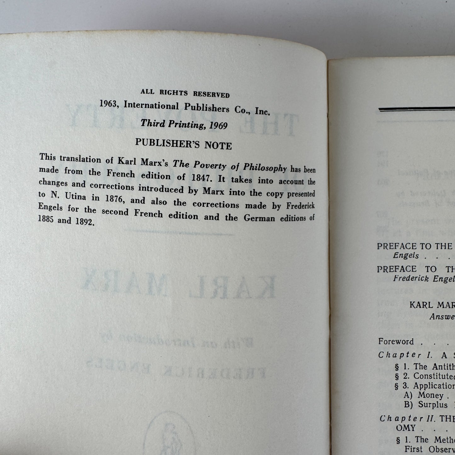 The Poverty of Philosophy — Karl Marx — Vintage Political Theory & Economics Book, 1969