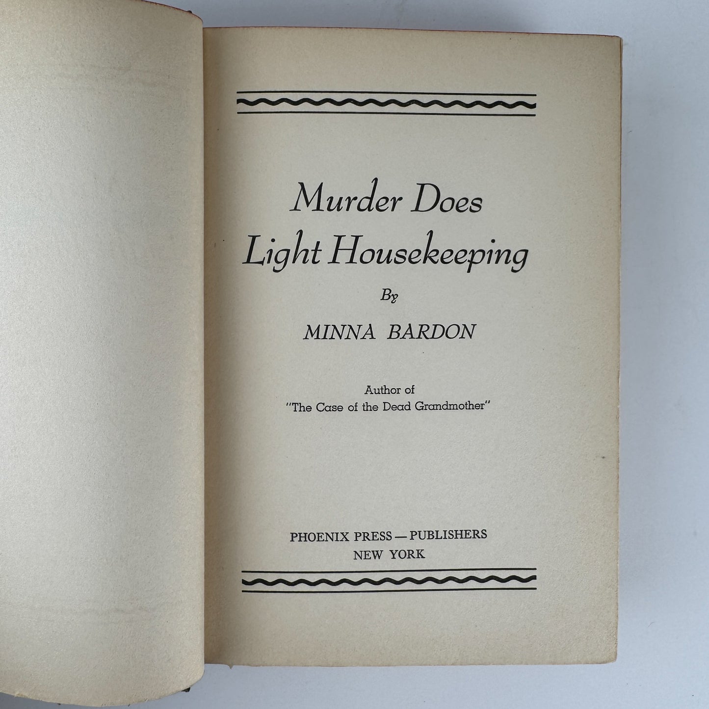 Murder Does Light Housekeeping, Minna Bardon, 1941 Scarce Hardcover Mystery