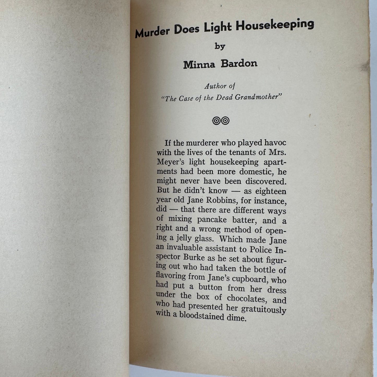 Murder Does Light Housekeeping, Minna Bardon, 1941 Scarce Hardcover Mystery
