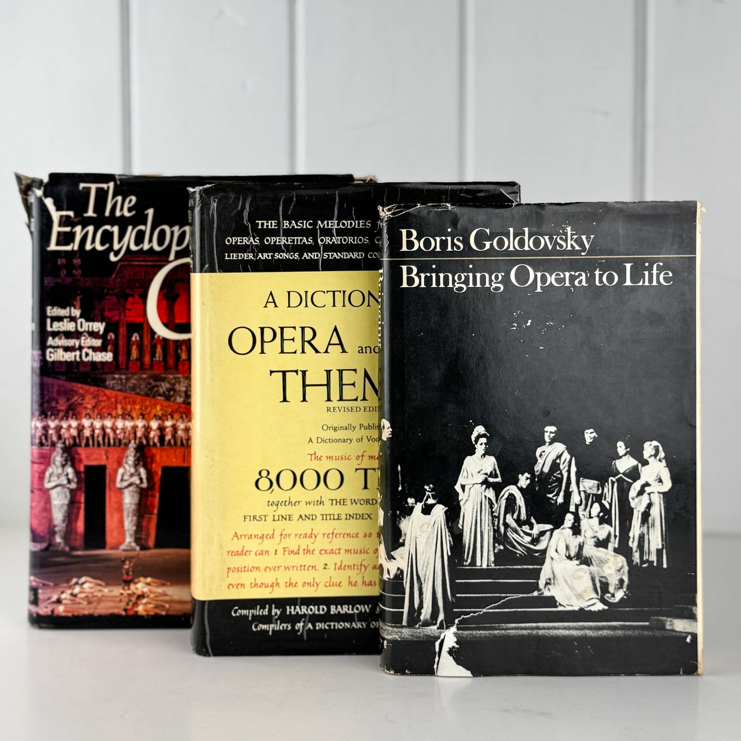 Vintage Black and Yellow Opera Book for Shelf Styling, Music Books