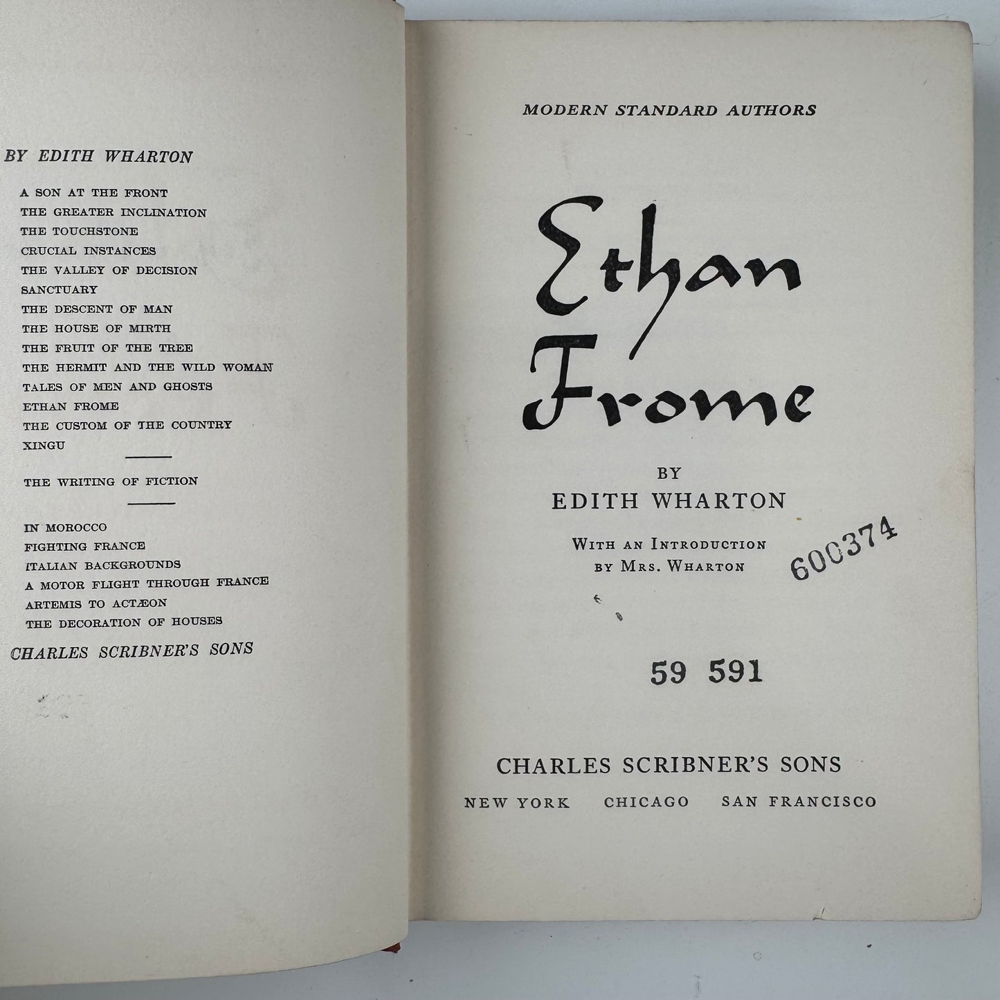 Ethan Frome, Edith Wharton, Modern Standard Authors Edition, 1939