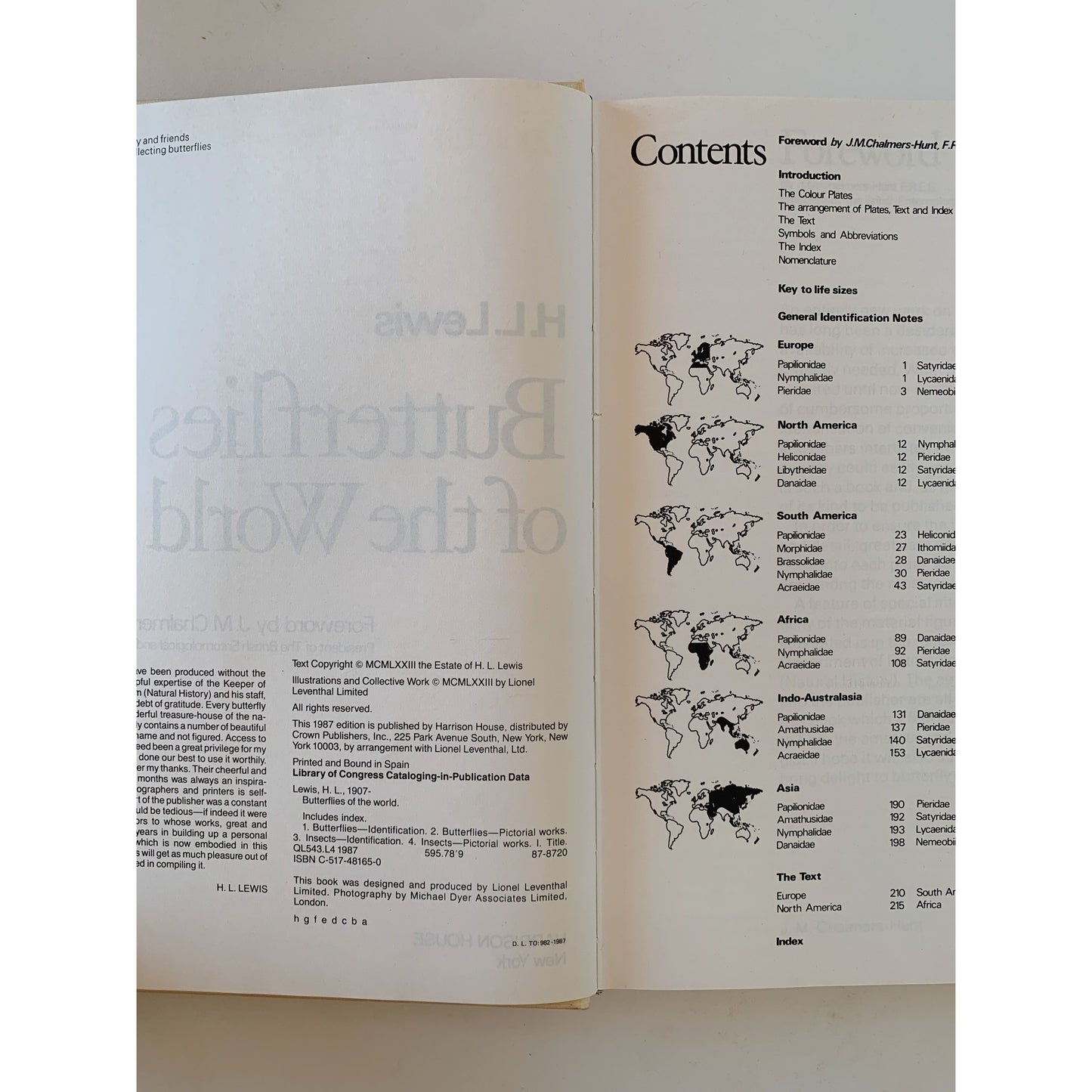 Butterflies of the World, H.L. Lewis, Color Illustrations, 1987, Cream Oversized Book