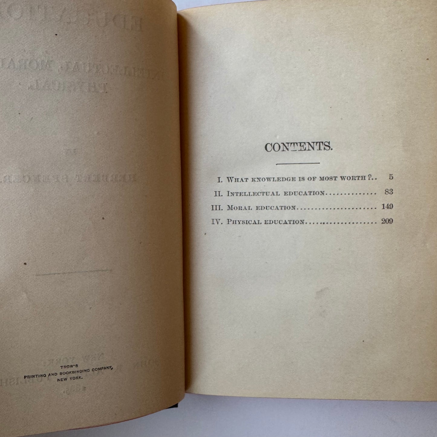 Spencer on Education, 1885 Ornate Hardcover