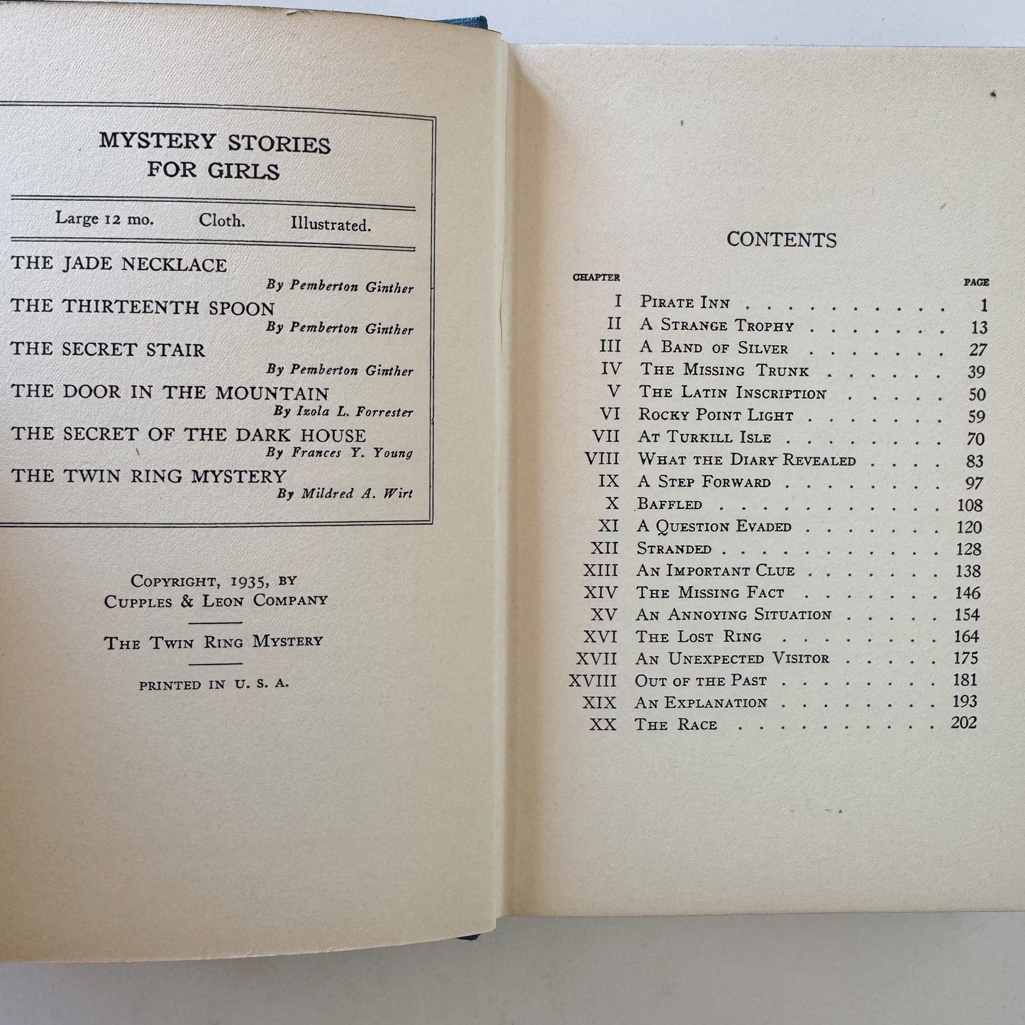 The Twin Ring Mystery, Mildred A. Wirt, 1935 YA Mystery by Nancy Drew Author
