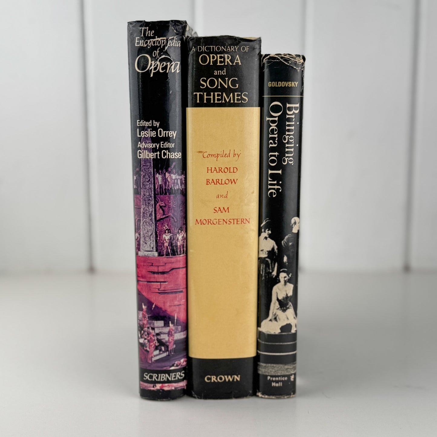 Vintage Black and Yellow Opera Book for Shelf Styling, Music Books