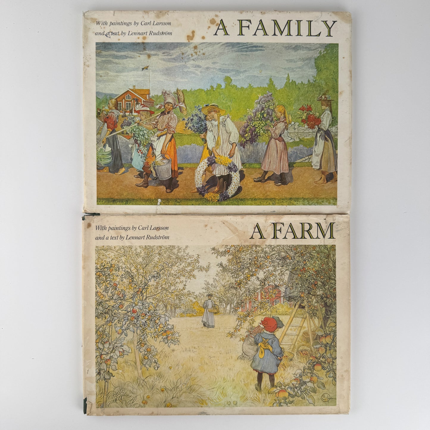 Set of 2 Carl Larrson Books: A Family and A Farm, Lennart Rudstrom, Vintage Hardcover