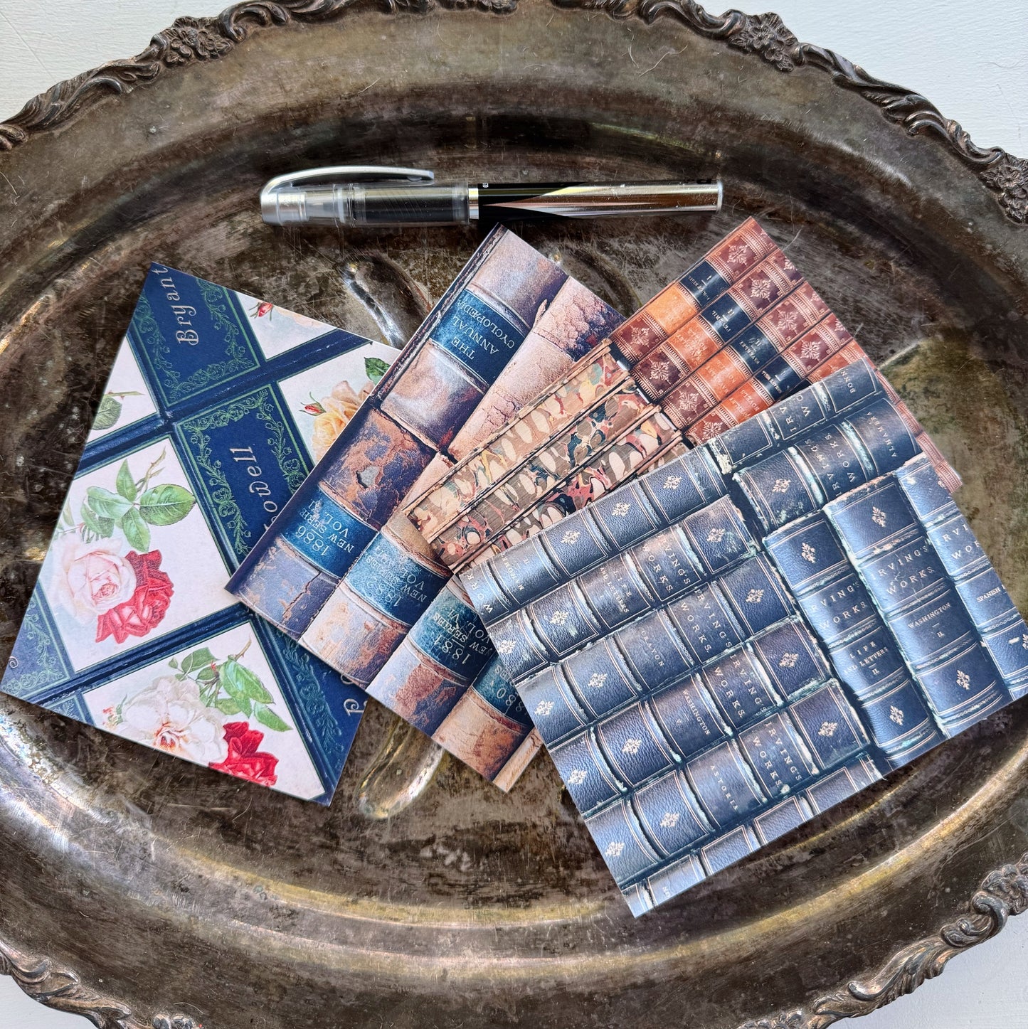 Pretty Old Books Folded Note Cards, 4 x 6 Cards with Envelopes