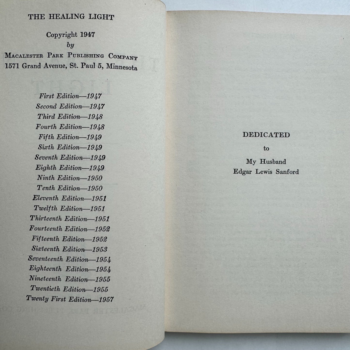The Healing Light, Agnes Sanford, 1957 Christian Faith Healing Hardcover