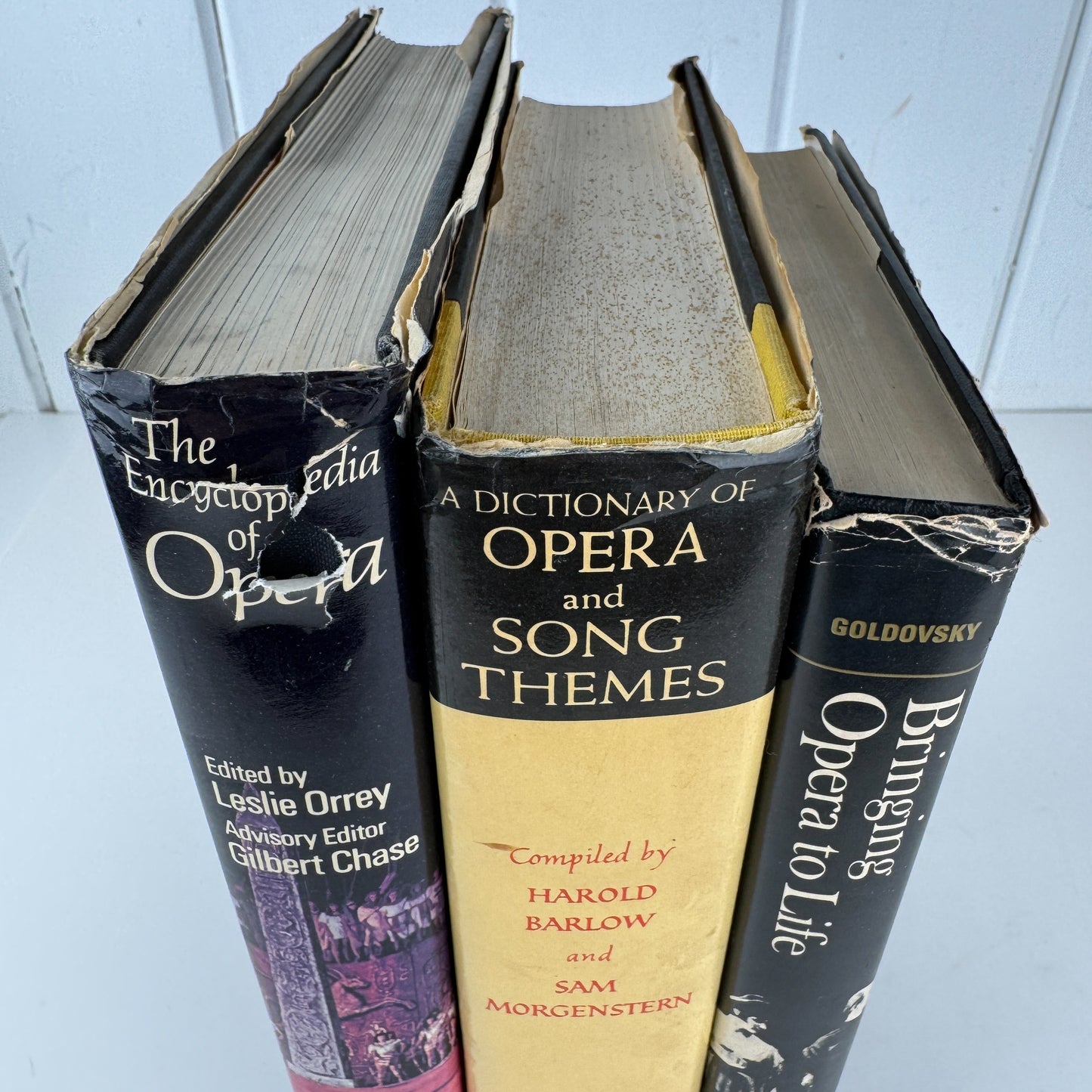 Vintage Black and Yellow Opera Book for Shelf Styling, Music Books