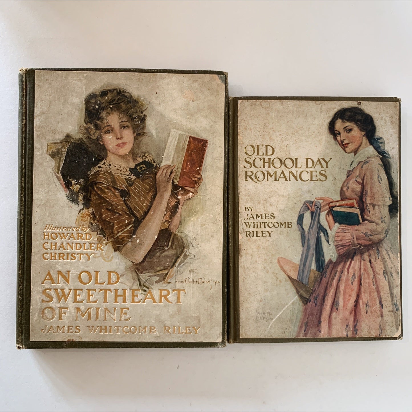 James Whitcomb Riley Ornate Book Bundle, 1909 Hardcover Illustrated