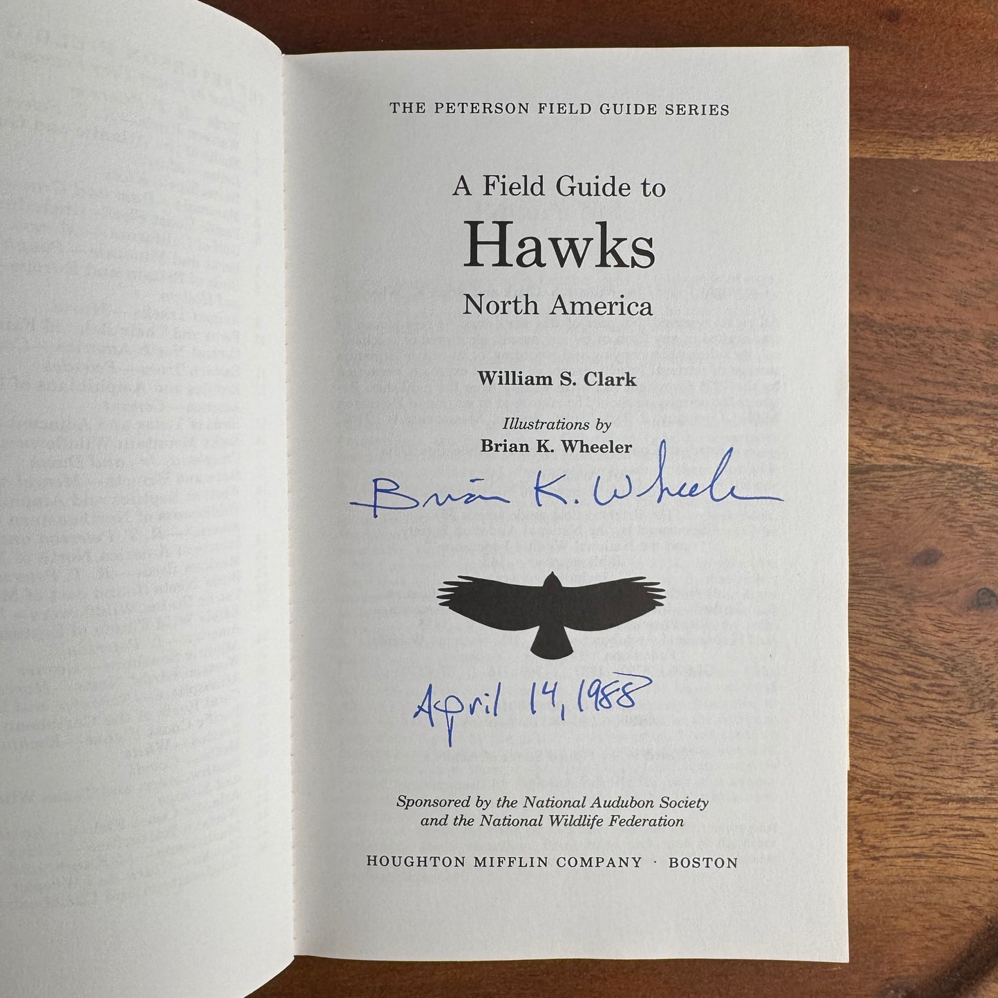 Peterson Field Guides: Hawks, Signed, Brian K. Wheeler, 1987 Paperback