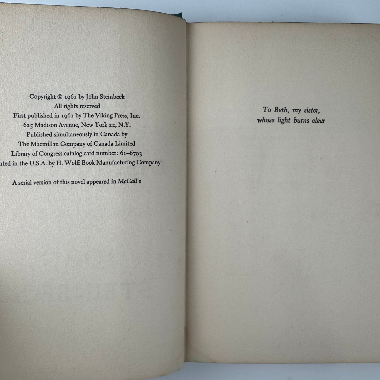 The Winter of Our Discontent, John Steinbeck, 1961 First Edition Hardcover with Dust Jacket