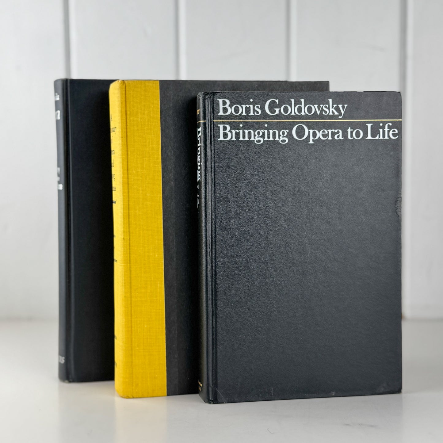 Vintage Black and Yellow Opera Book for Shelf Styling, Music Books