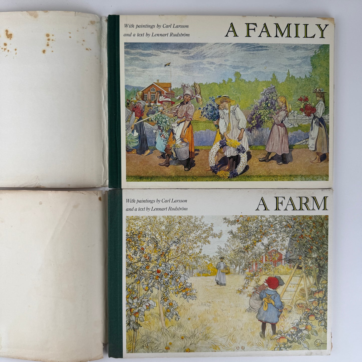 Set of 2 Carl Larrson Books: A Family and A Farm, Lennart Rudstrom, Vintage Hardcover