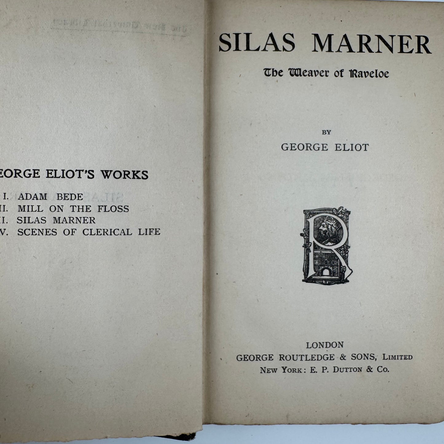 Silas Marner, George Eliot, The New Universal Library, Antique Pocket-Sized Green Hardcover