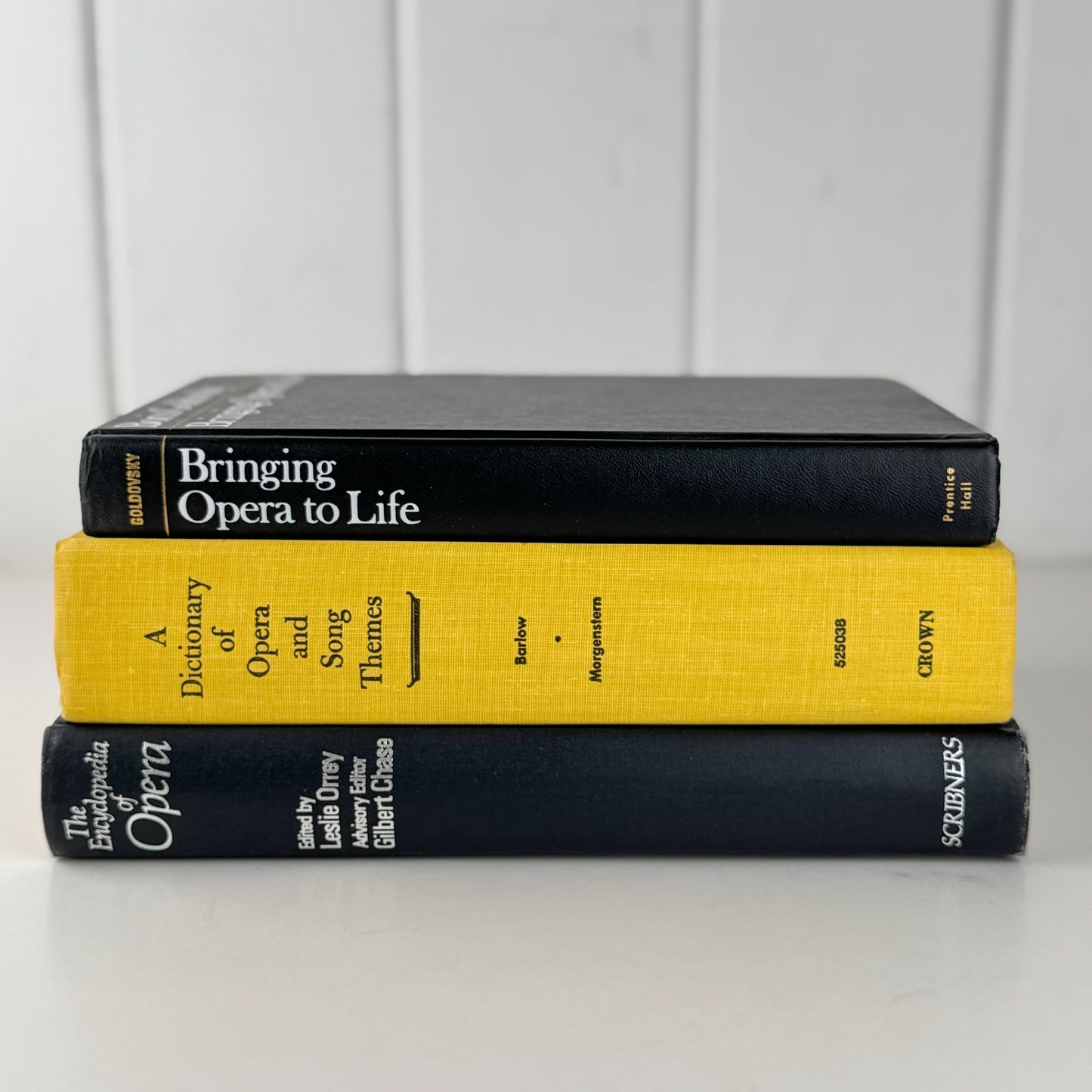 Vintage Black and Yellow Opera Book for Shelf Styling, Music Books