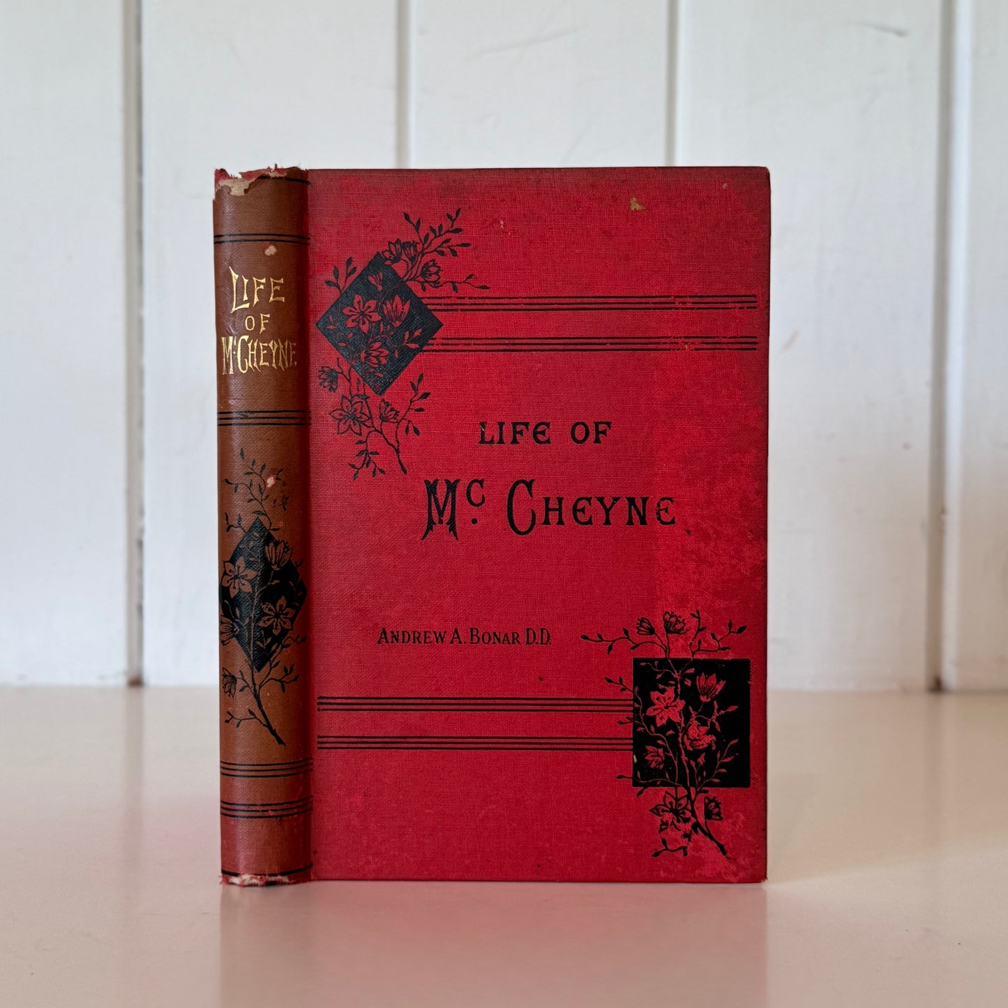 Memoir of the Rev. Robert Murray M'cheyne, Andrew A. Bonar, Antique Red Ornate Hardcover