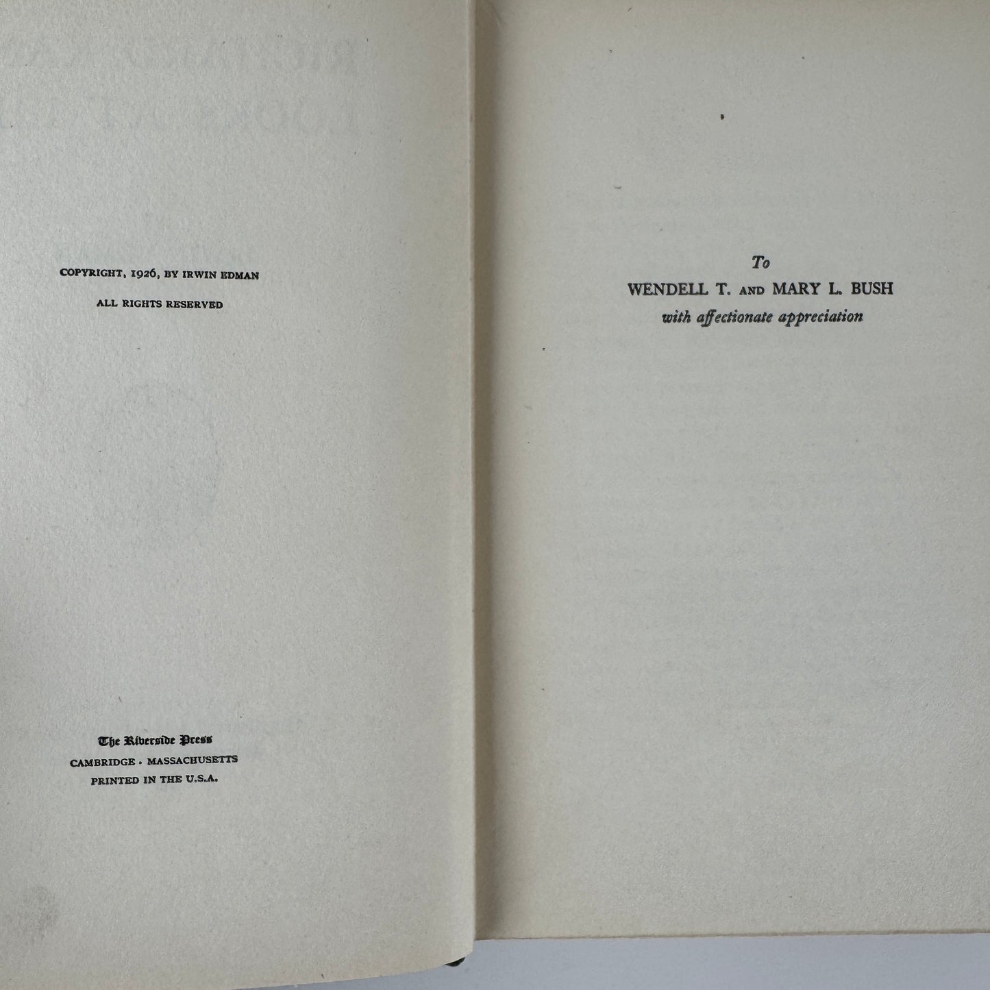 Richard Kane Looks at Life — Irwin Edman — 1926 Vintage Novel by American Philosopher