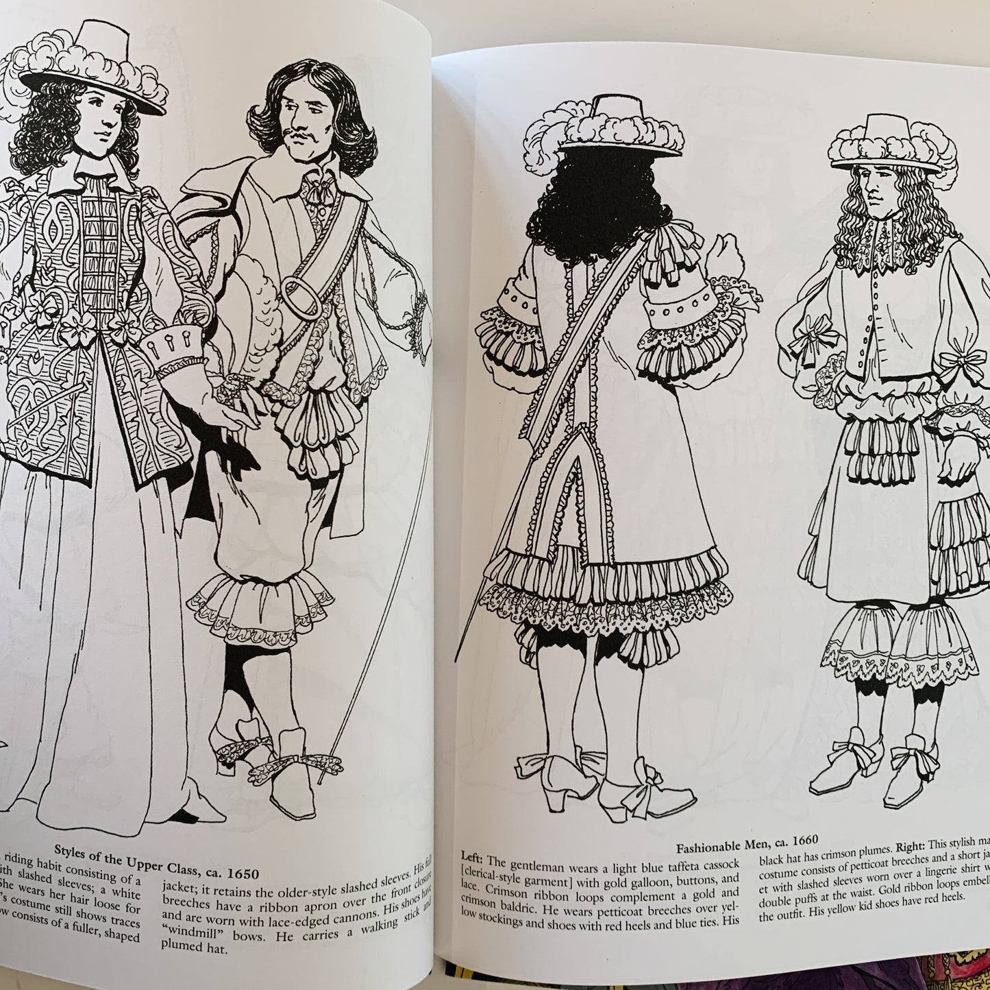 Set of 3 Dover Clothing and Costume Coloring Books, Vintage