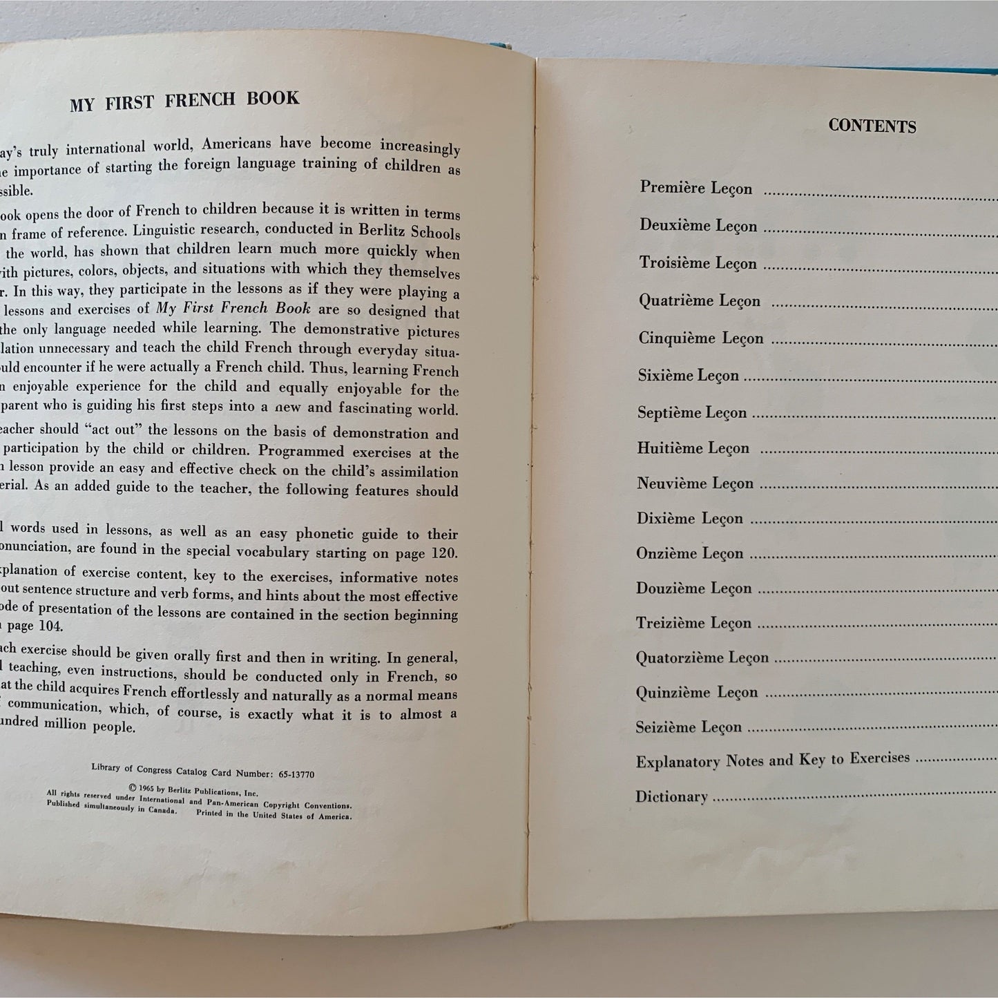 Berlitz My First French Book for study at school and home, 1965 Hardcover
