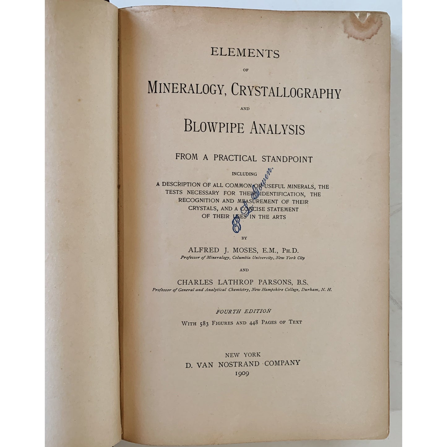 Elements of Mineralogy Crystallography and Blowpipe Analysis, Antique 1909