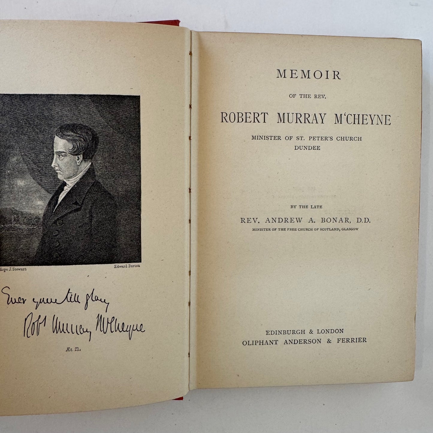 Memoir of the Rev. Robert Murray M'cheyne, Andrew A. Bonar, Antique Red Ornate Hardcover