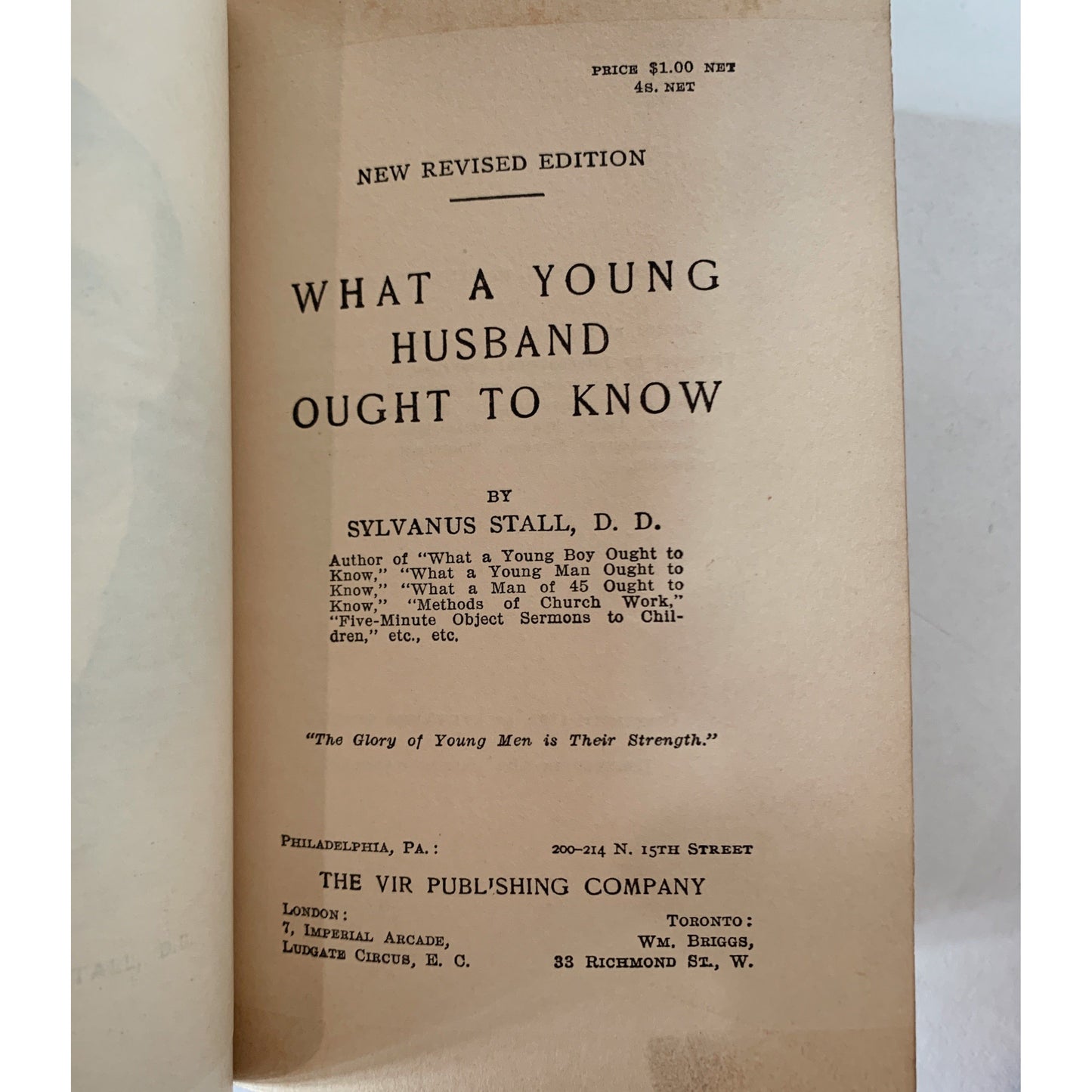What a Young Wife/Young Husband Ought to Know, 1902, 1907, Self and Sex Series