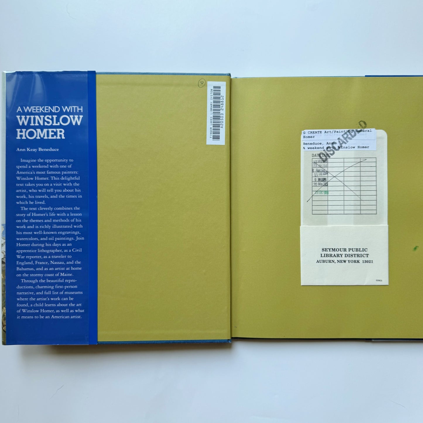 A Weekend With Winslow Homer, 1993, Children's Art Picture Study Hardcover
