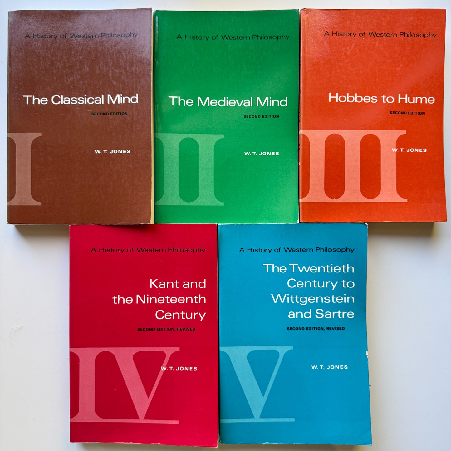 A History of Western Philosophy, 5 Volume Set by W. T. Jones, Second Edition, Revised, Vintage Scholarly Paperback Collection