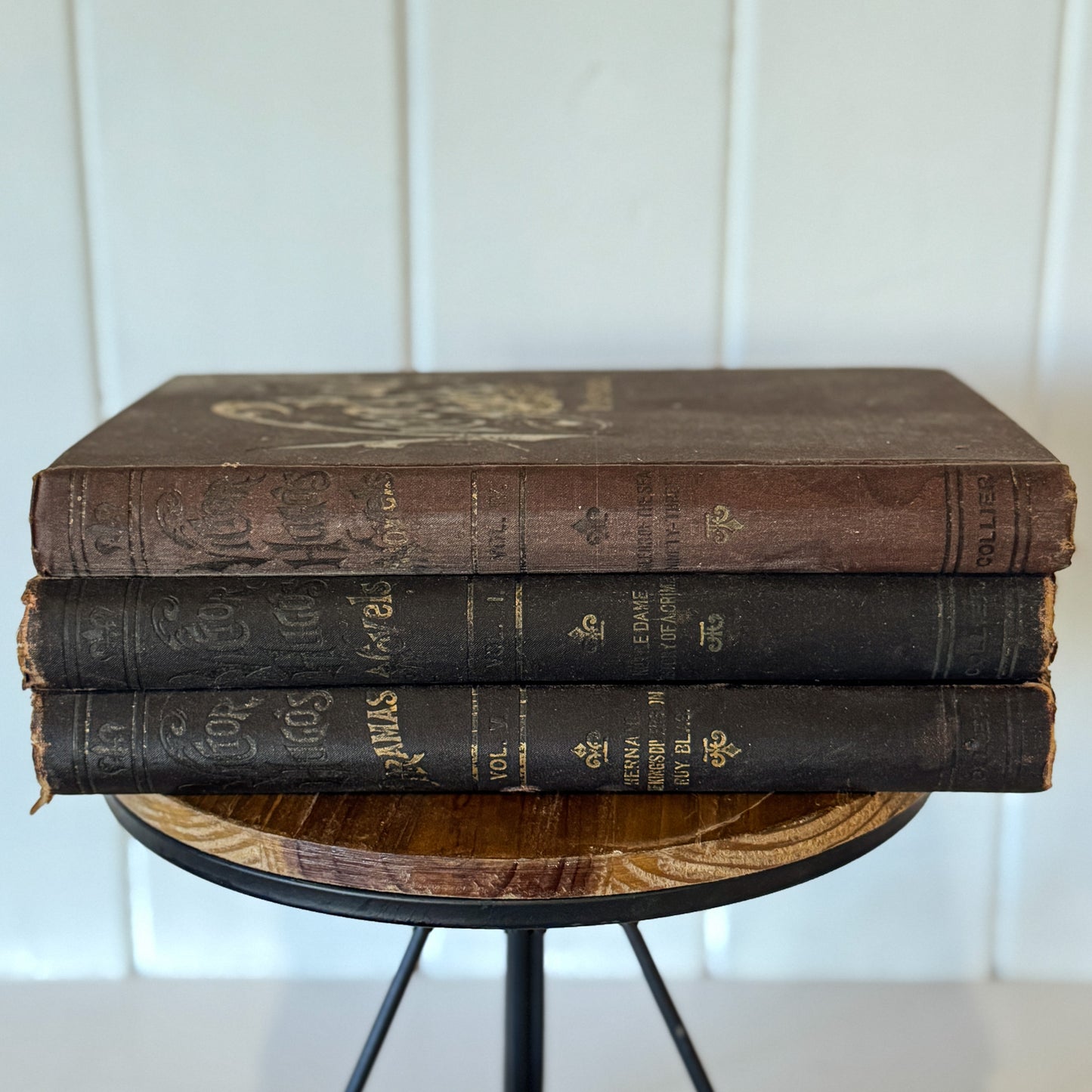 The Works of Victor Hugo, Illustrated, Partial Set, Antique Collier Brown Oversized Hardcovers