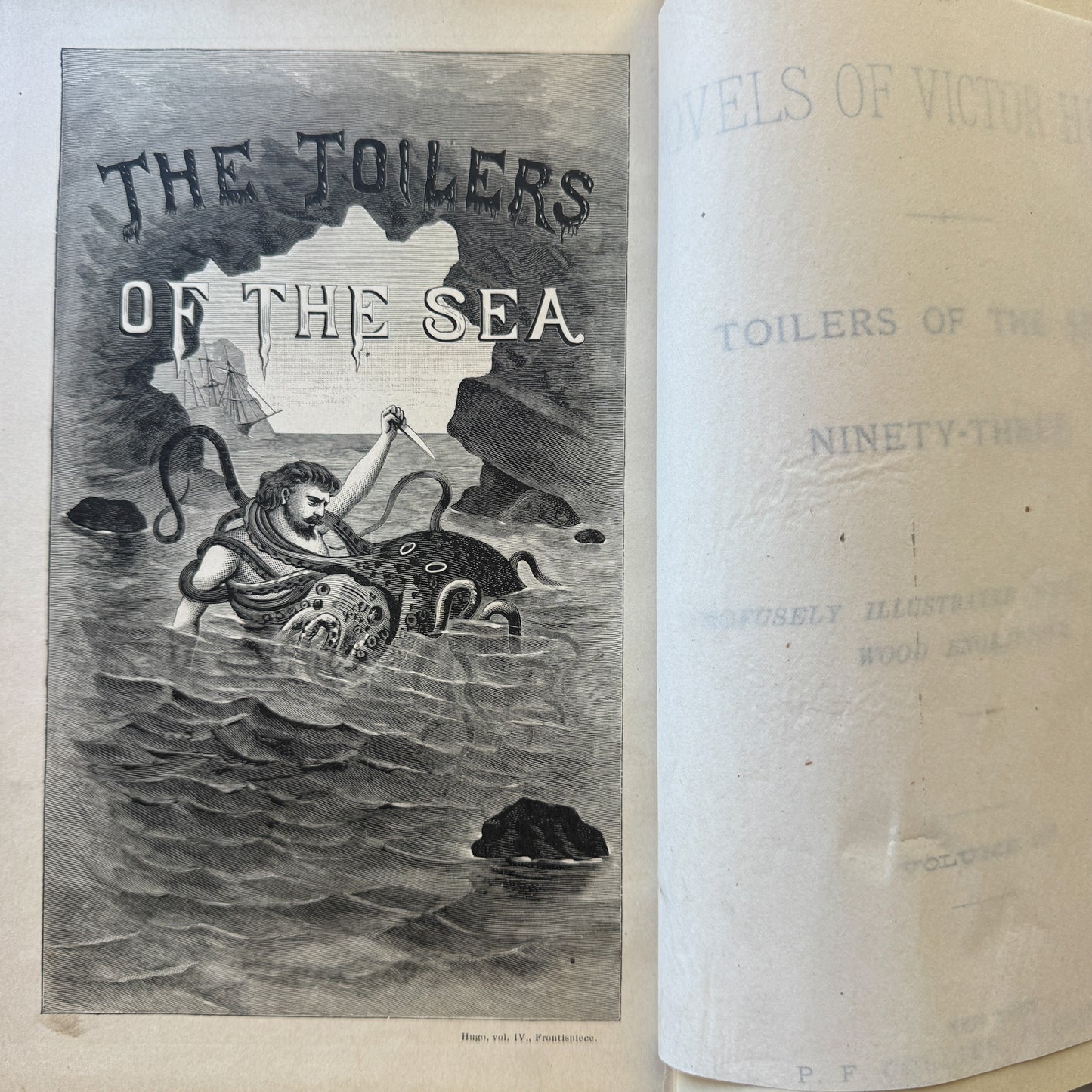 The Works of Victor Hugo, Illustrated, Partial Set, Antique Collier Brown Oversized Hardcovers