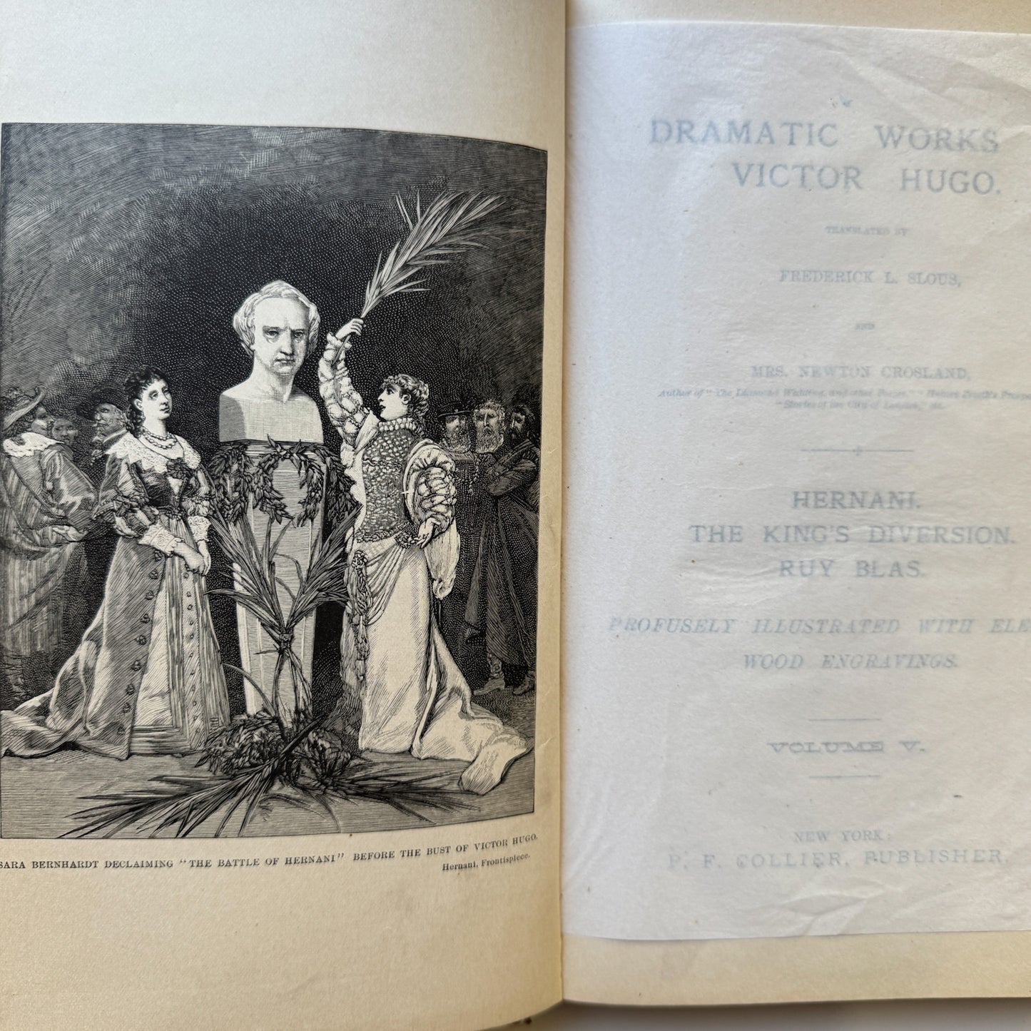 The Works of Victor Hugo, Illustrated, Partial Set, Antique Collier Brown Oversized Hardcovers
